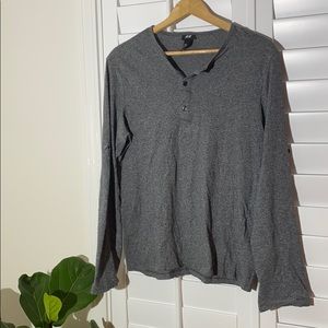H&M Henley Shirt Womens Grey Cotton Blend Long Sleeve Super Soft Top Size M